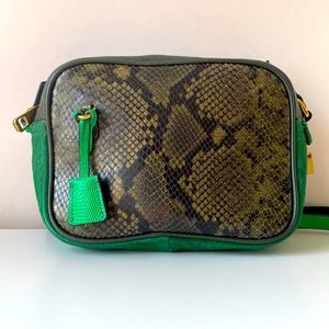 Green Lather Snakeskin J.Crew Crossbody Camera Bag